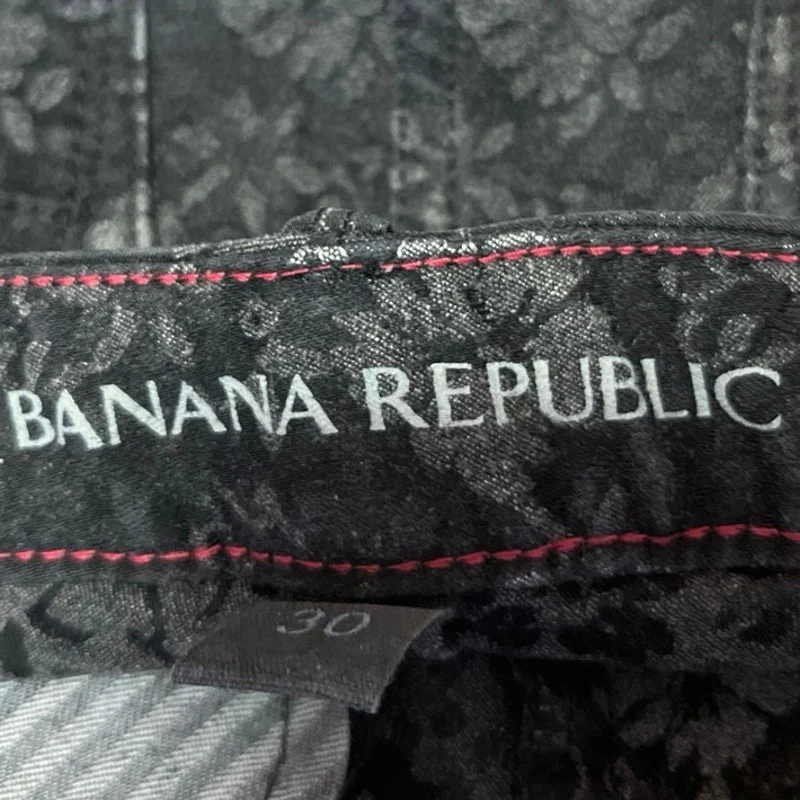 Banana Republic Black Gray Jacquard Floral Skinny Mid Rise Trousers Pants Sz 30 - Image 5