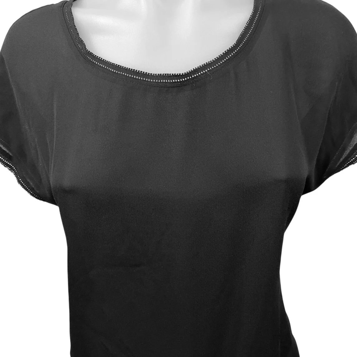 Banana Republic Black Semi Sheer Mesh Lightweight Pullover Blouse Top Size XS - Image 3