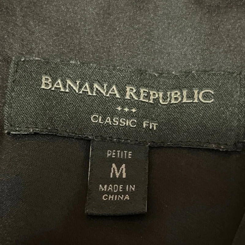 Banana Republic Black Silky Satin Classic Fit Button Down Shirt Blouse Top Sz M - Image 3