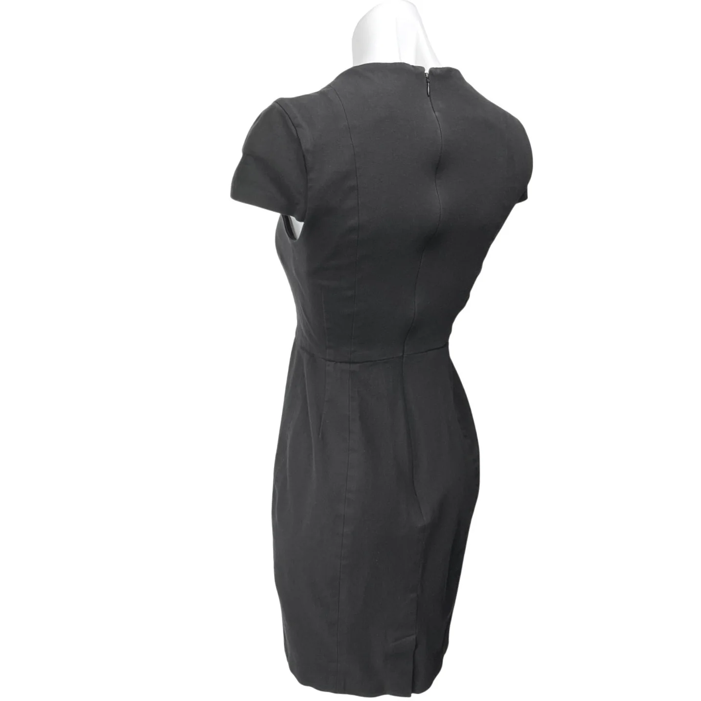 Banana Republic Black Square Neck Short Cap Sleeve Knee Length Sheath Dress 2 - Image 2