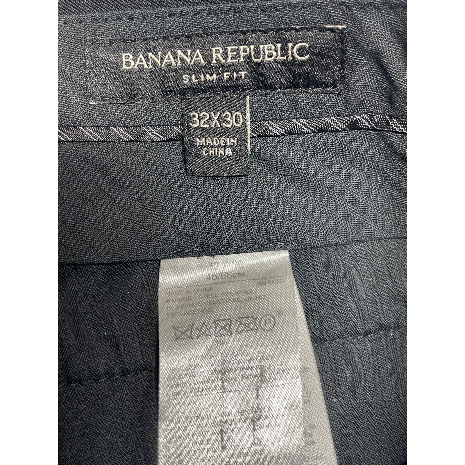 Banana Republic Black Wool High Waisted Slim Straight Trousers Dress Pants 32x30 - Image 3