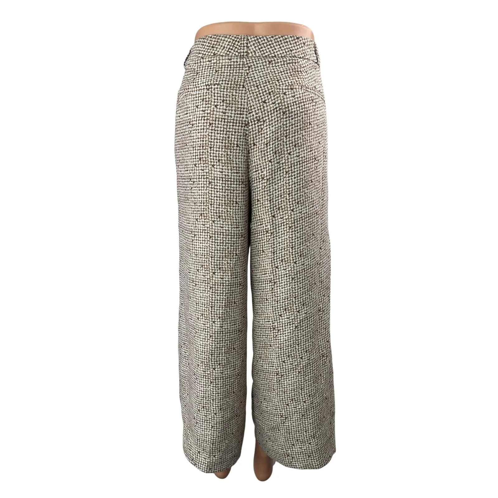 Banana Republic Blake Brown White High Rise Wide Leg Cropped Trousers Pants 6 - Image 2