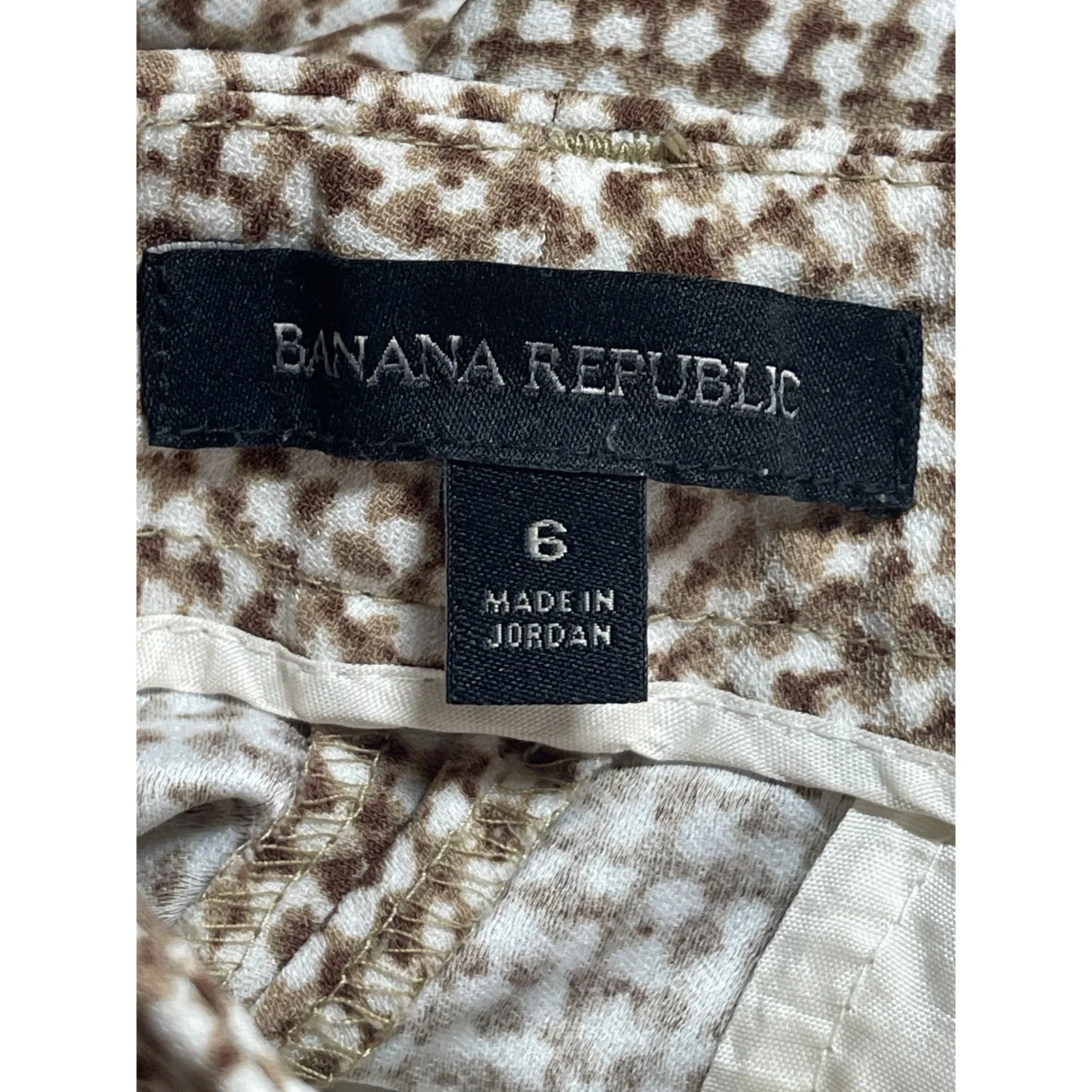 Banana Republic Blake Brown White High Rise Wide Leg Cropped Trousers Pants 6 - Image 3