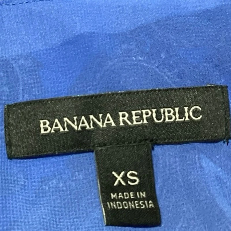 Banana Republic Blue Black Paisley Sleeveless Tie Waist Tunic Blouse Top Sz XS - Image 4