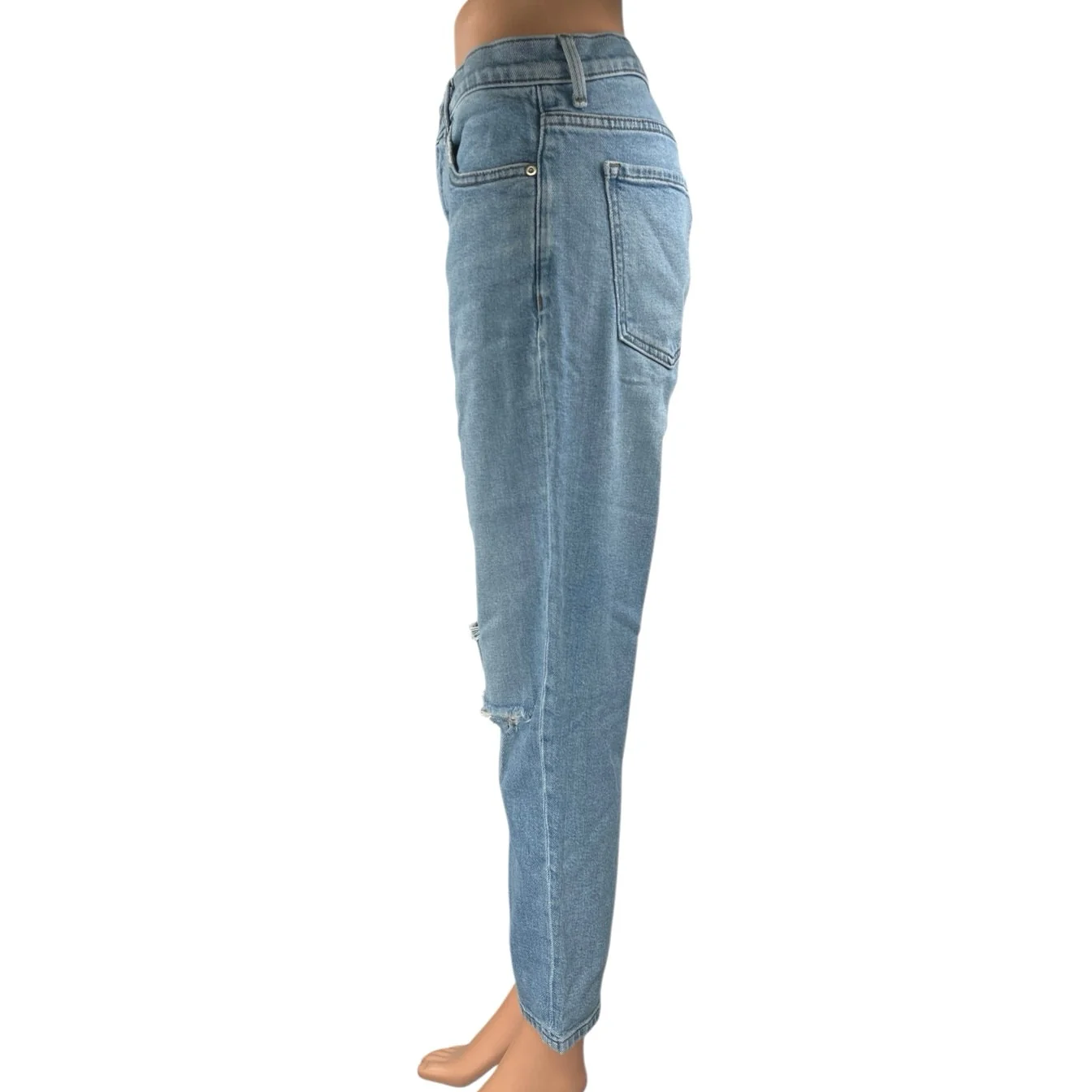 Banana Republic Blue High Rise Straight Distressed Ripped Knee Denim Jeans Sz 27 - Image 2