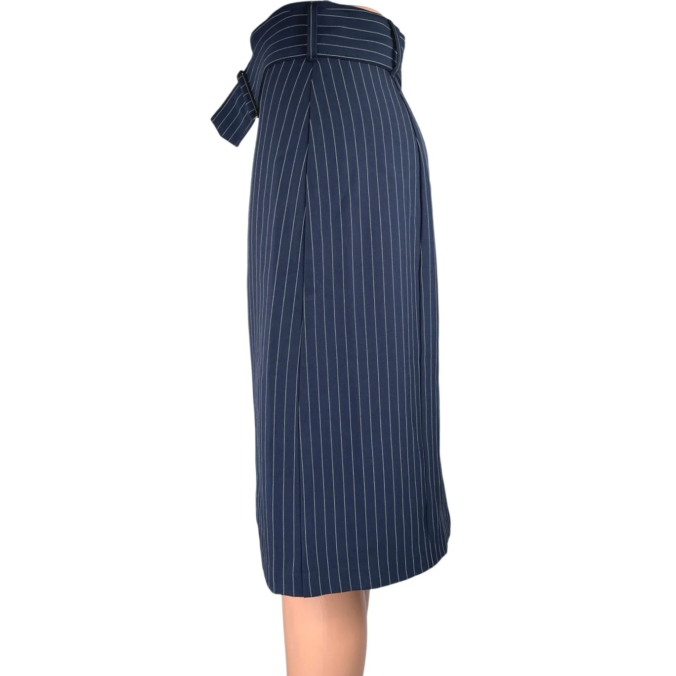Banana Republic Blue Pin Striped Belted Slit Knee Length Straight Pencil Skirt 0 - Image 2