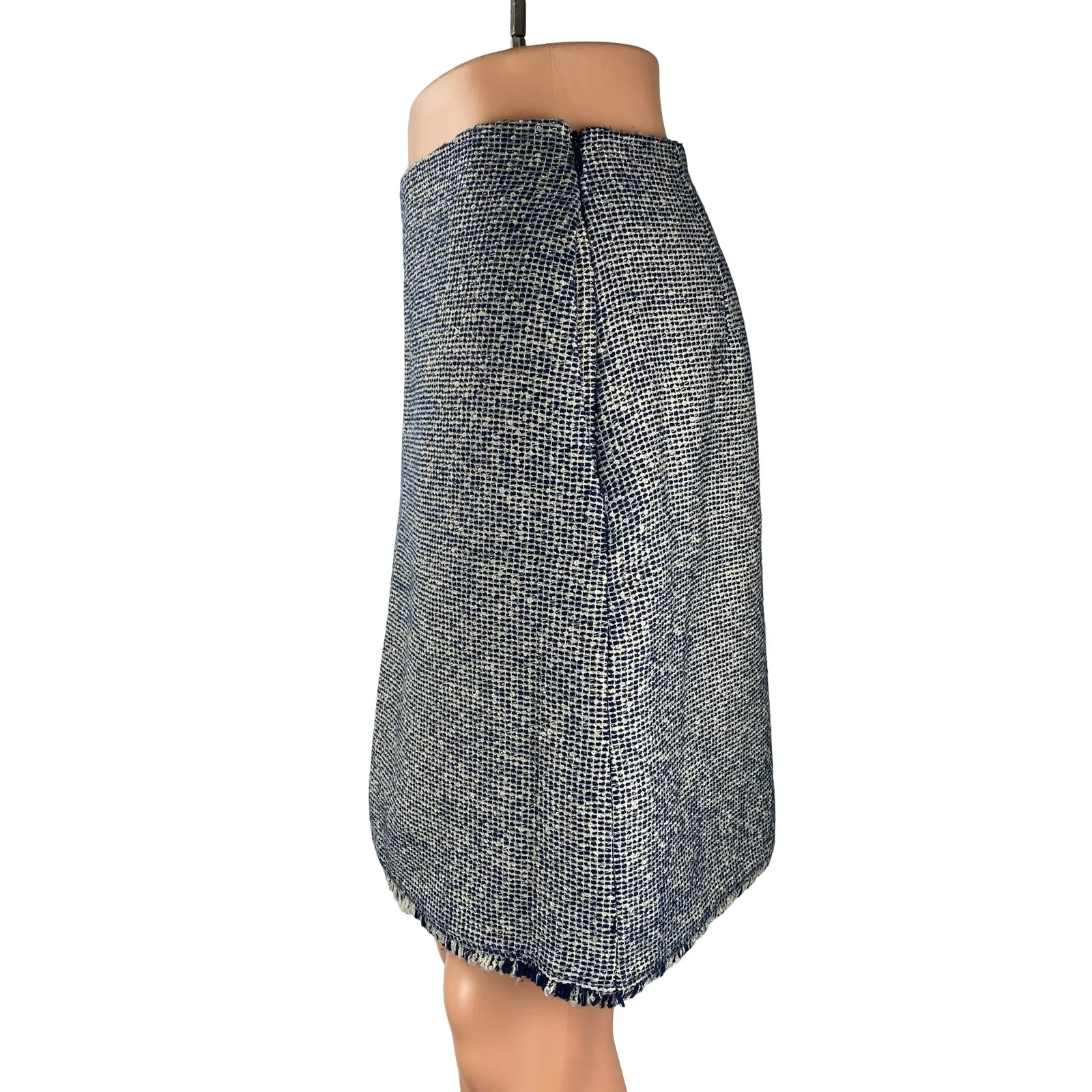 Banana Republic Blue Tweed High Waist Zip Pencil Straight Mini Skirt Size 4 - Image 2