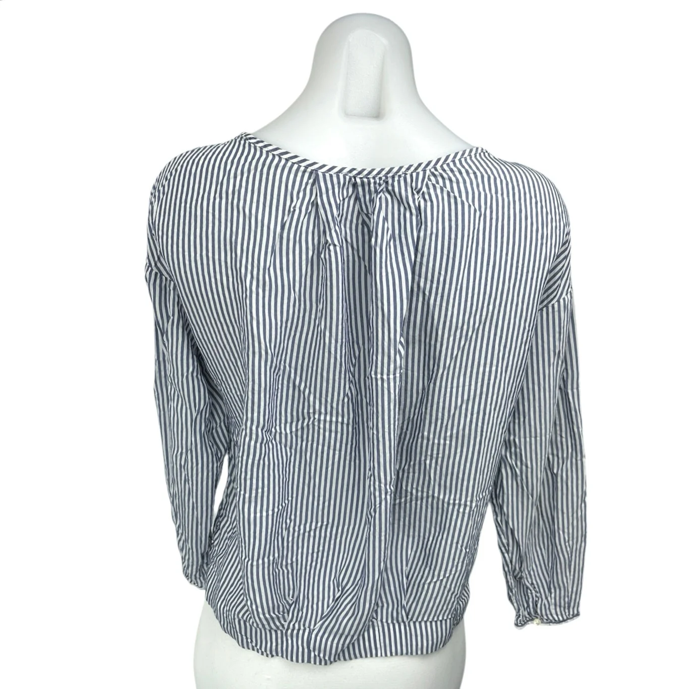 Banana Republic Blue White Striped Balloon Long Sleeve Cropped Blouse Top Sz S - Image 2