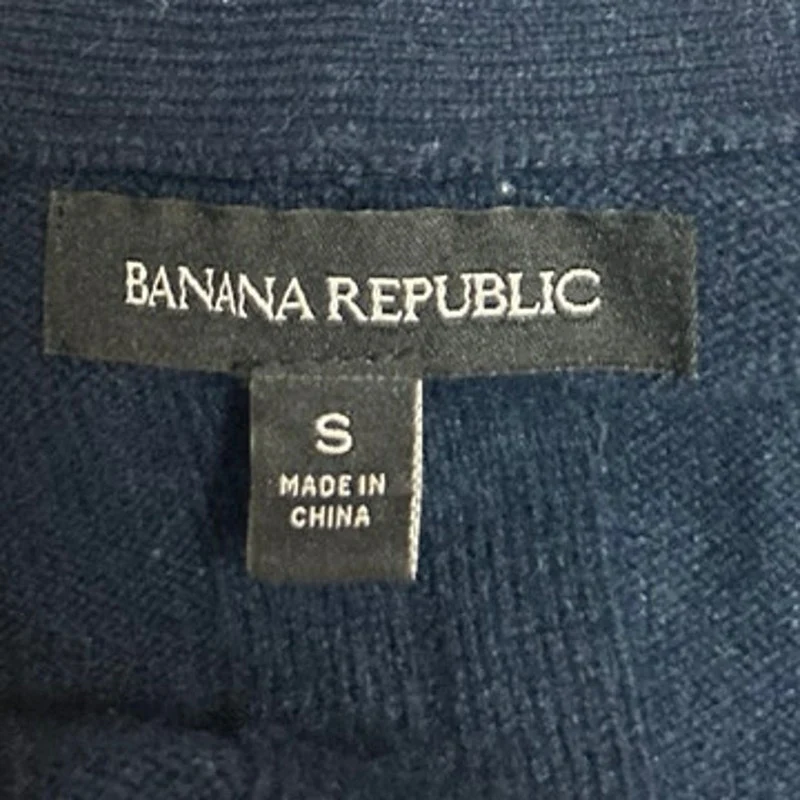 Banana Republic Blue Wool Cashmere Long Sleeve Knit Crop Cardigan Sweater Top S - Image 3