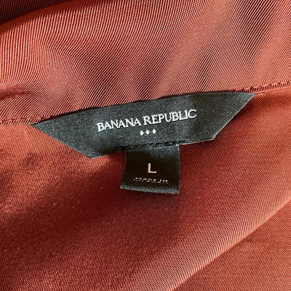 Banana Republic Brown Collared Long Sleeve Patch Pockets Shirt Blouse Top Size L - Image 5