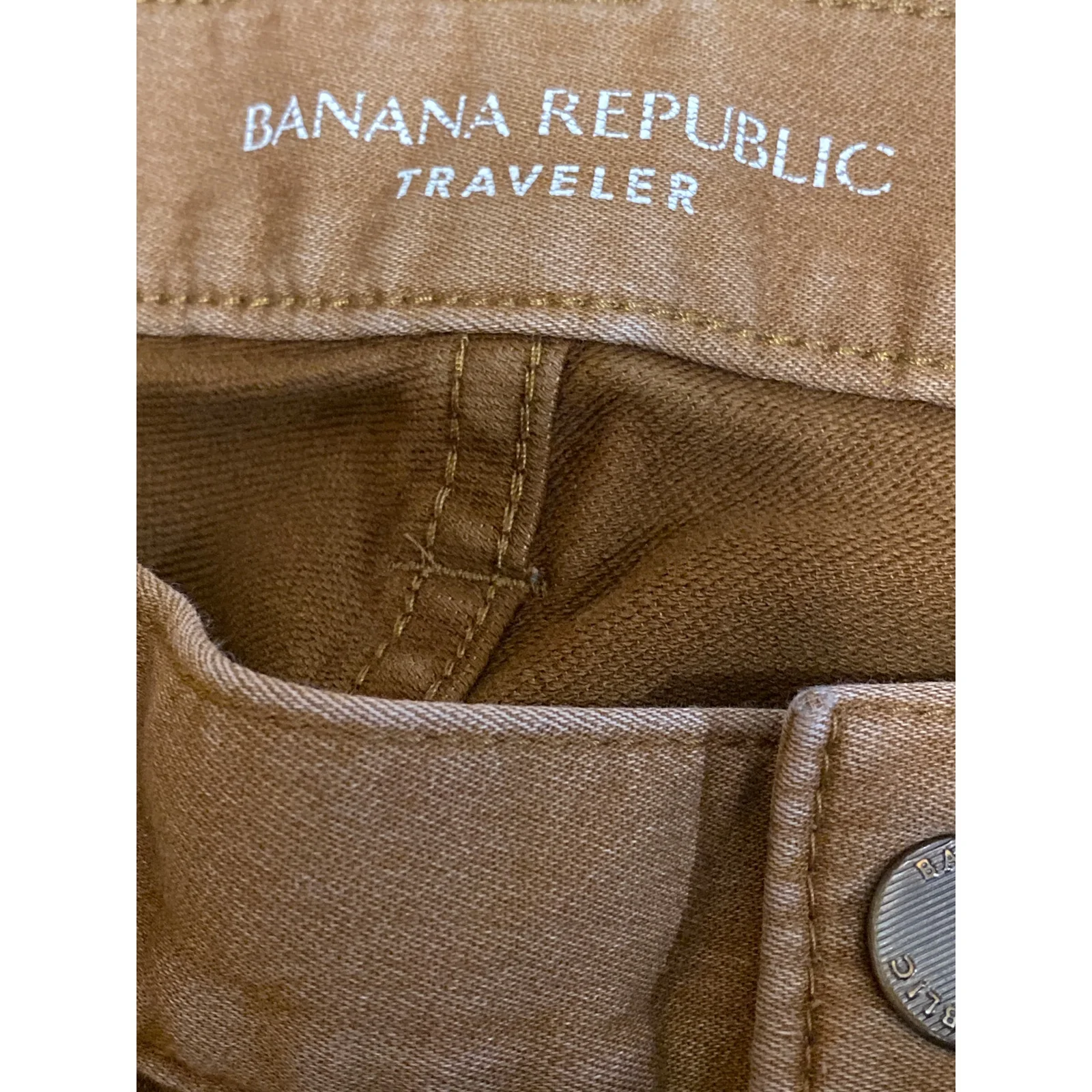Banana Republic Brown High Waisted Straight Leg Chino Khaki Trousers Pants 32x30 - Image 4