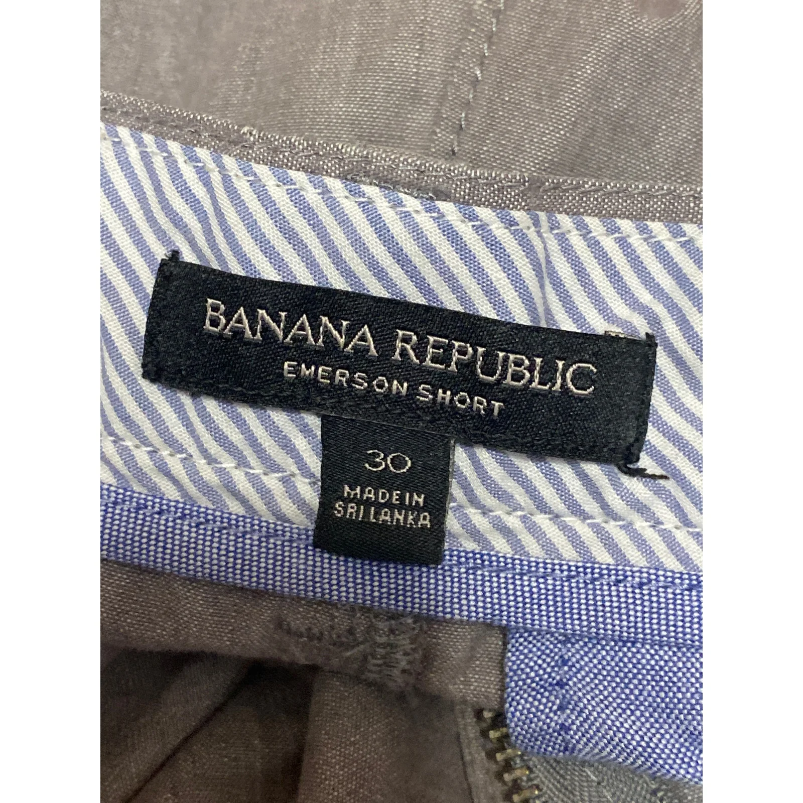Banana Republic Emerson Men's Gray Mid Rise Slim Straight Chino Khaki Shorts 30 - Image 4