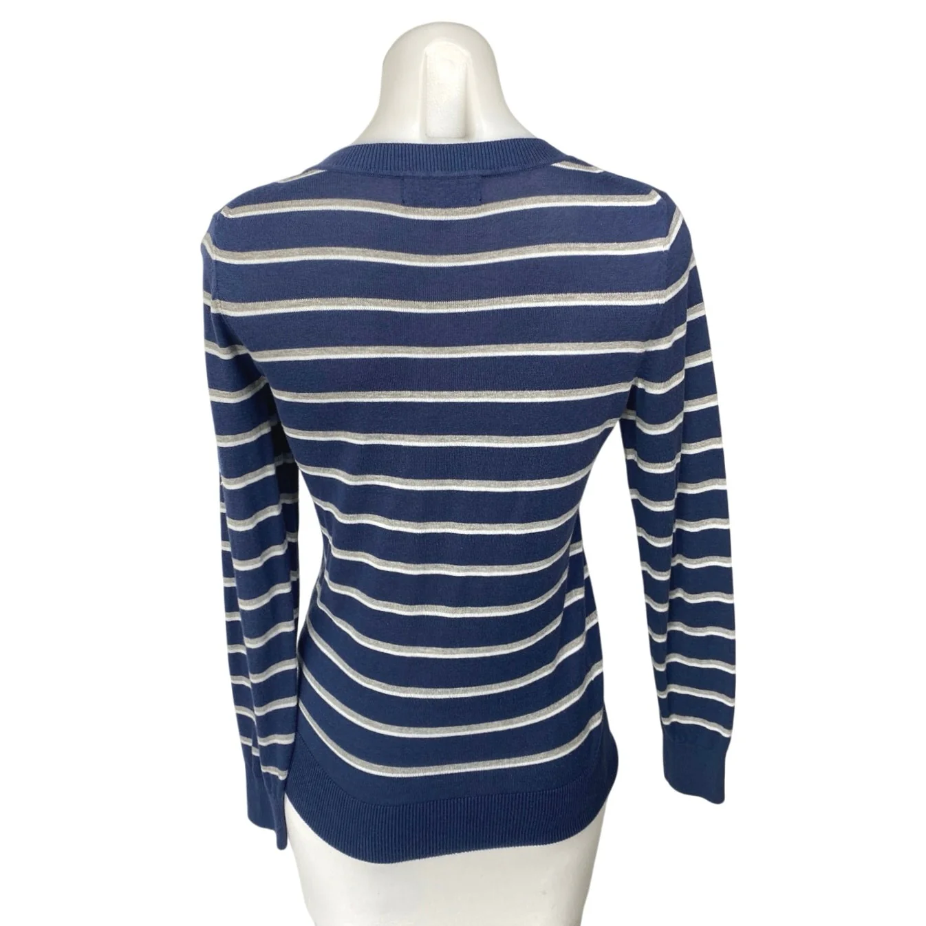 Banana Republic Forever Women's Blue Striped Crewneck Long Sleeve Sweater Top XS - Image 2