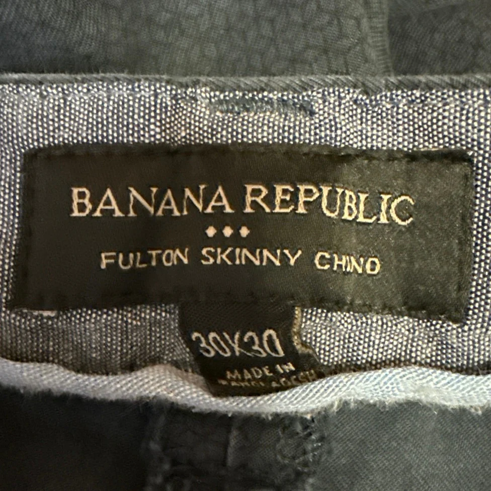 Banana Republic Fulton Skinny Chino Men's Blue Ankle Casual Pants Size 30x30 - Image 4