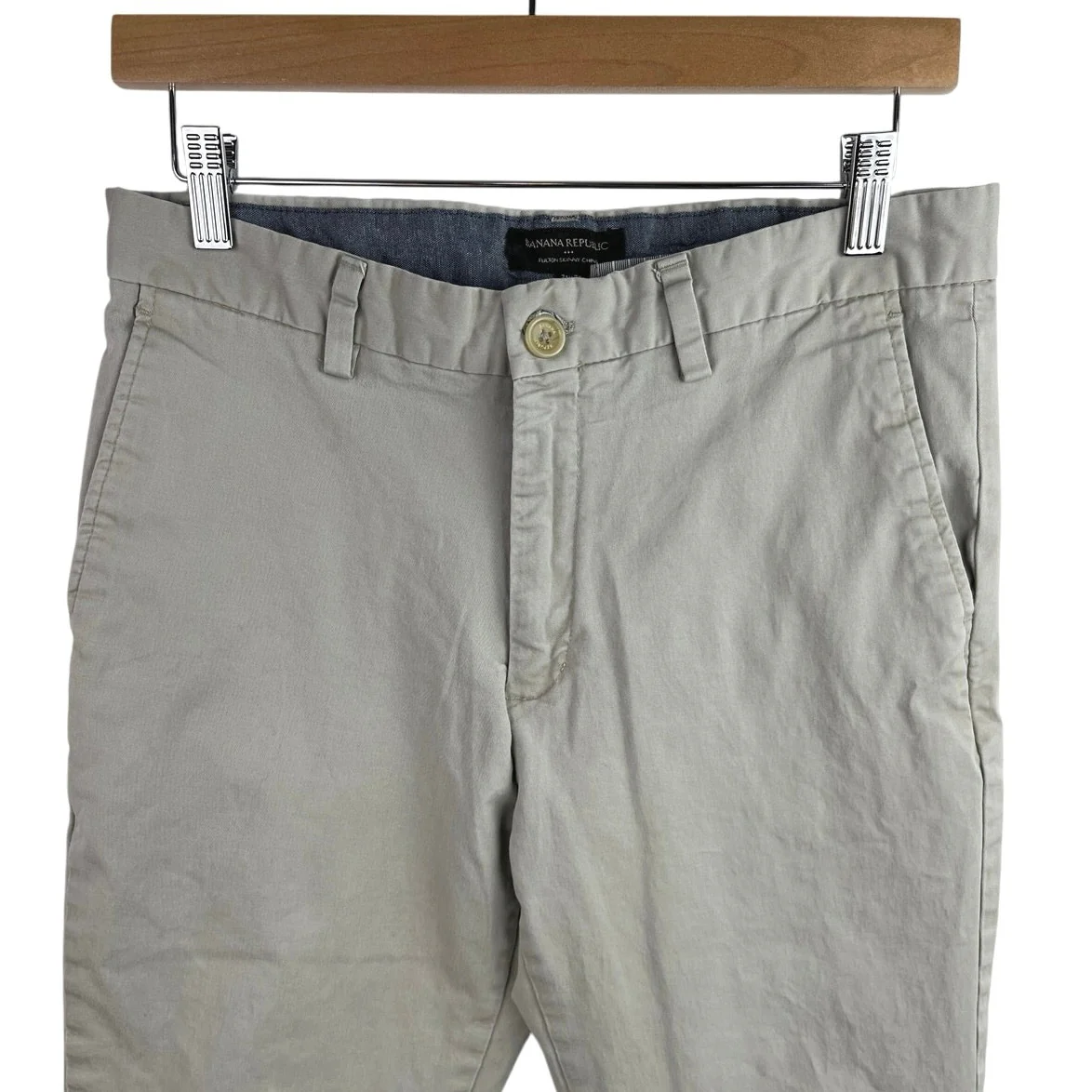 Banana Republic Fulton Skinny Chino Men's Gray Stretch Casual Pants Size 31x32 - Image 3