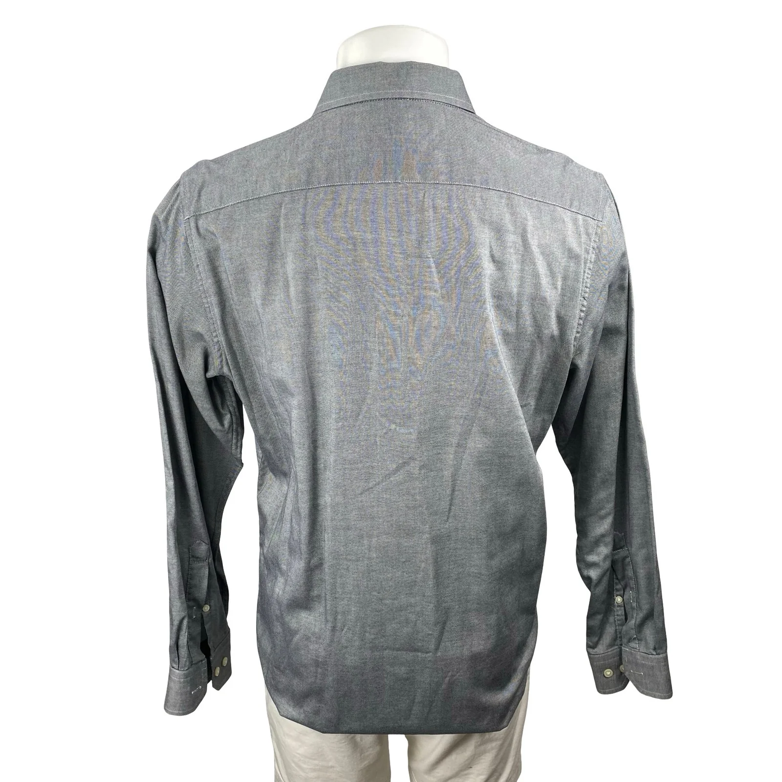 Banana Republic Gray Collared Long Sleeve Chest Pocket Button Down Shirt Top L - Image 4