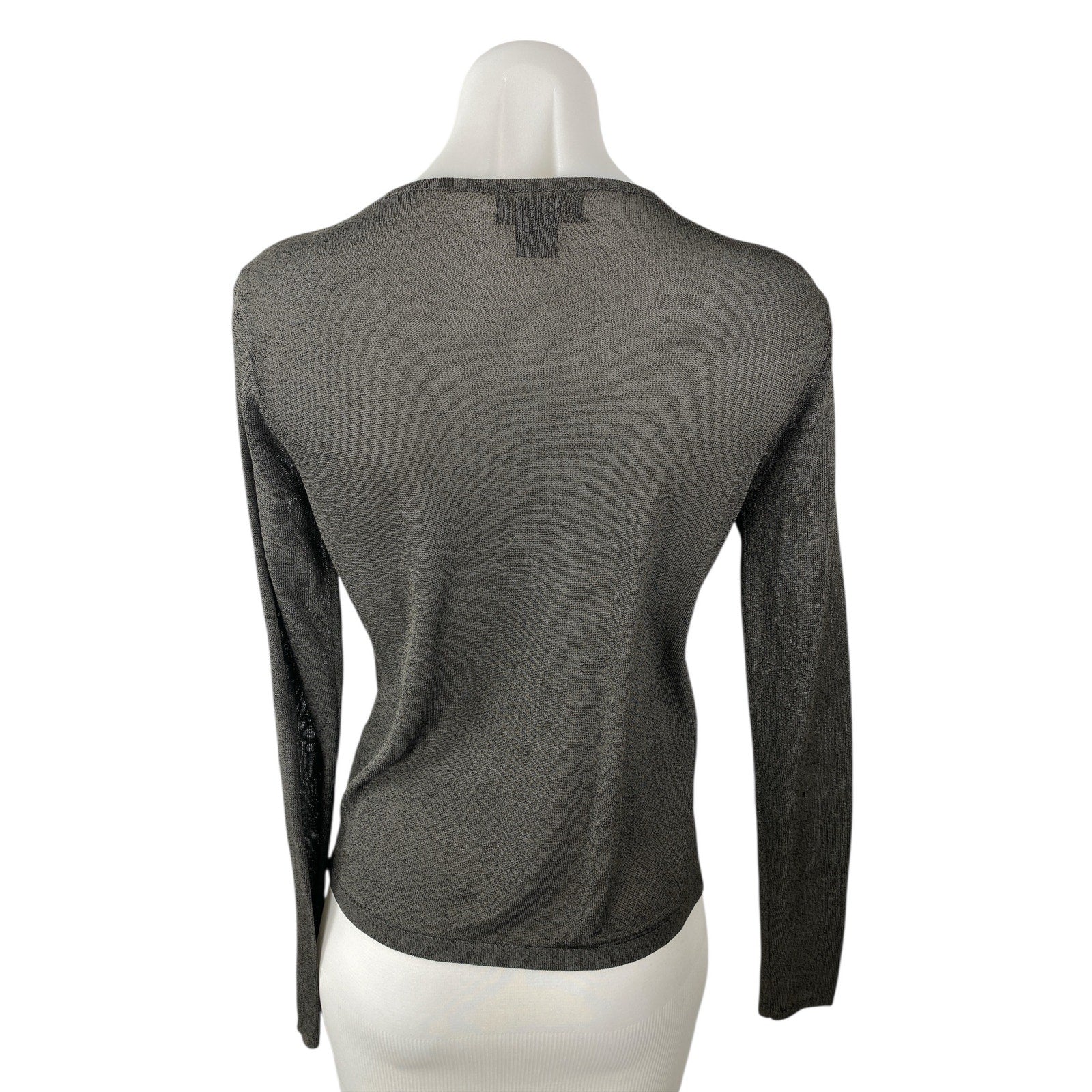 Banana Republic Gray Round Neck Long Sleeve Button Down Cardigan Sweater Top S - Image 4
