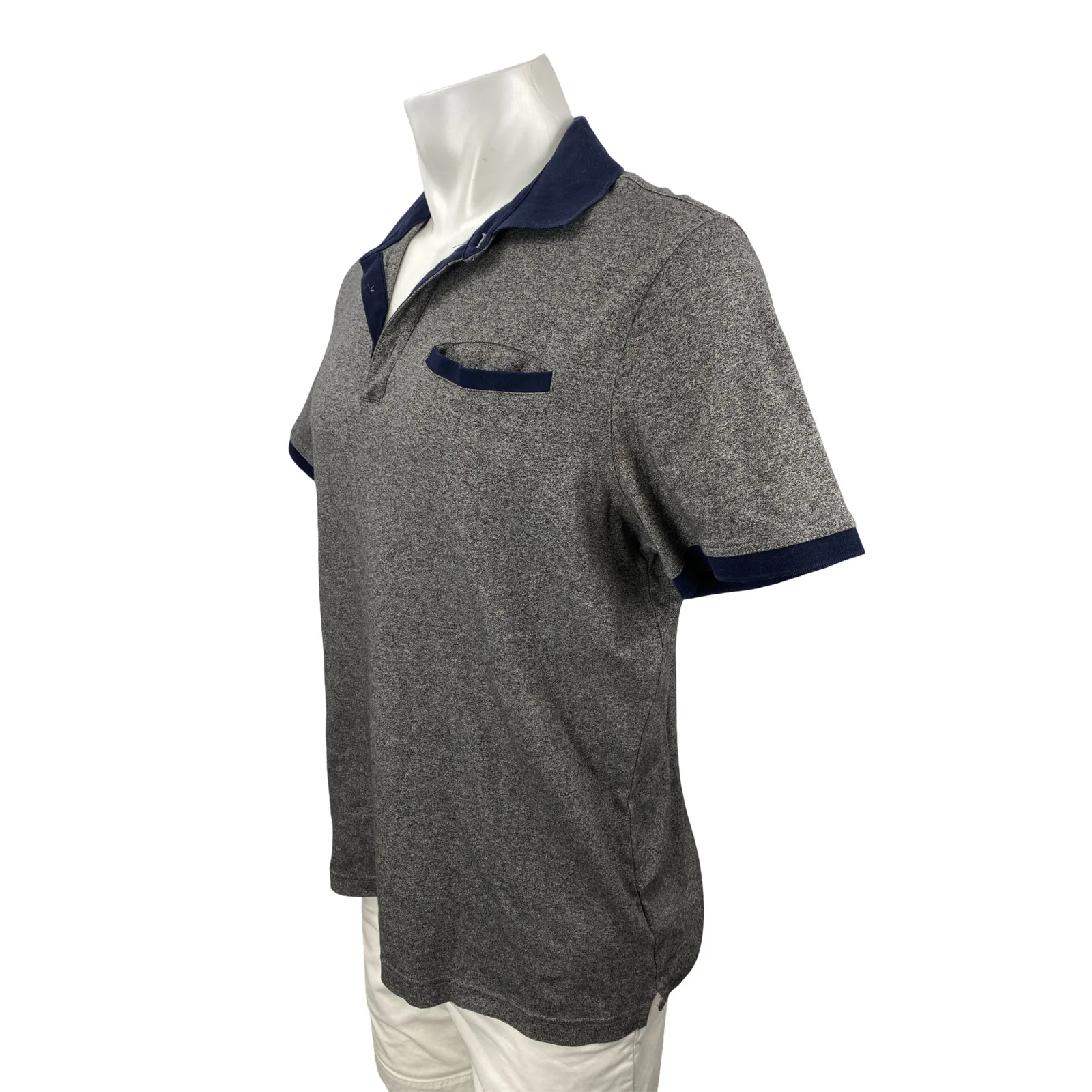 Banana Republic Luxury Touch Men's Gray Blue Short Sleeve Polo Shirt Top Size L - Image 2