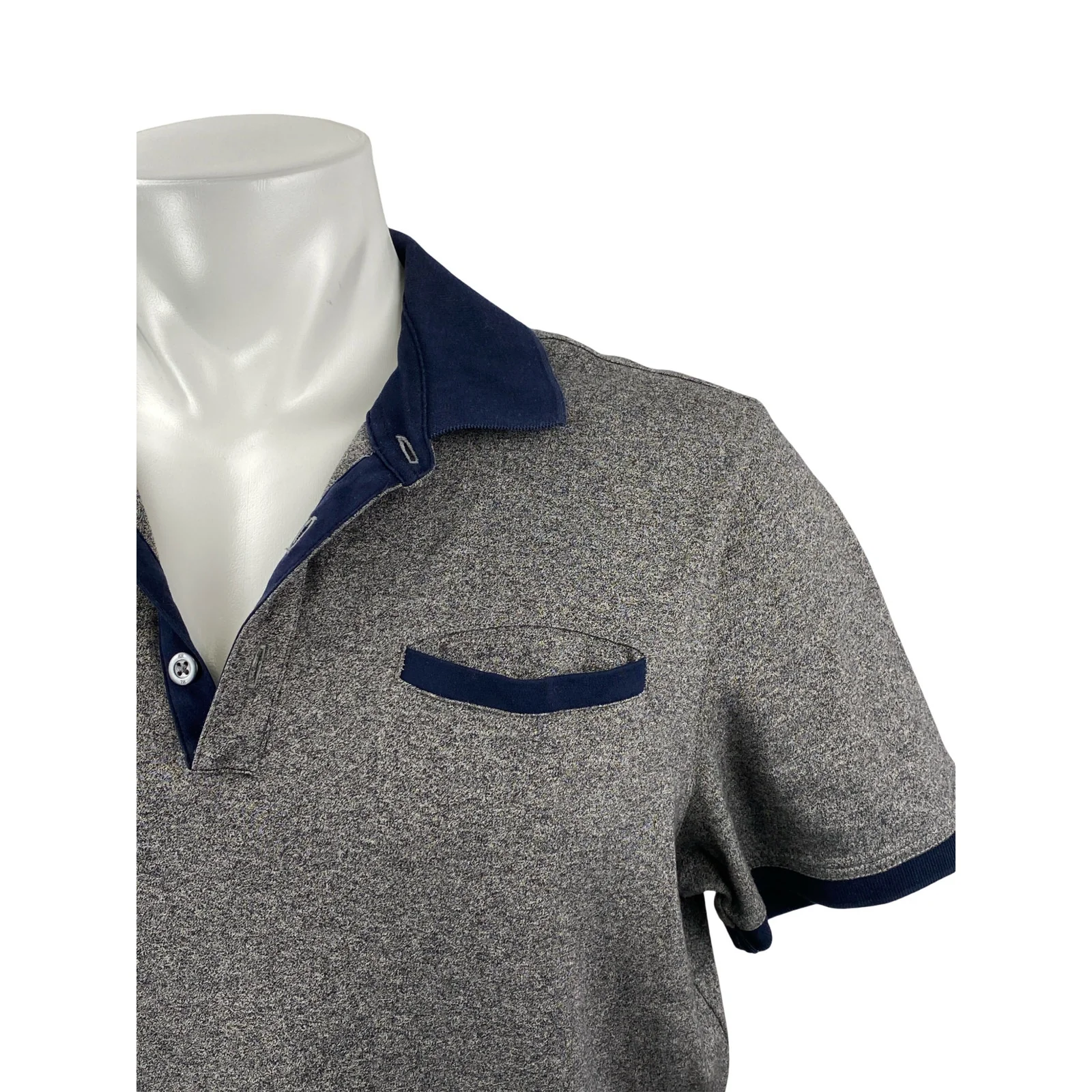 Banana Republic Luxury Touch Men's Gray Blue Short Sleeve Polo Shirt Top Size L - Image 3