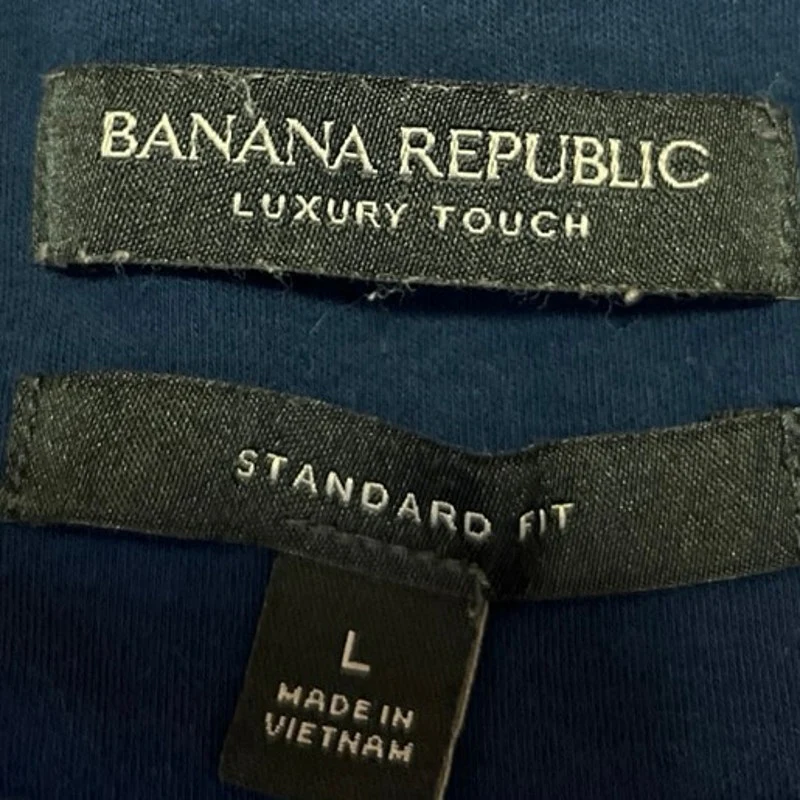 Banana Republic Luxury Touch Men's Navy Short Sleeve Collar Polo Shirt Top Sz L - Image 3