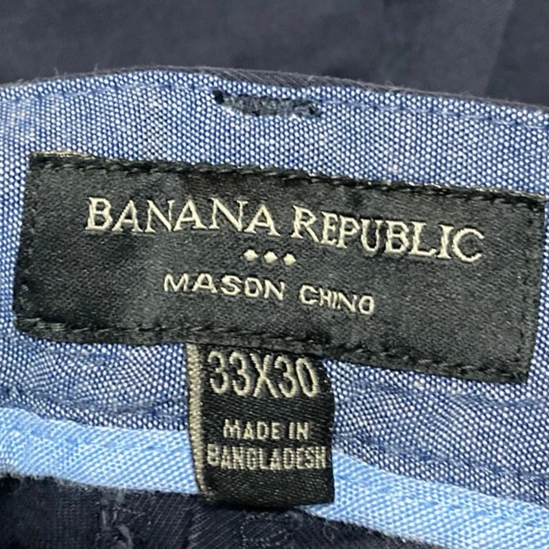 Banana Republic Mason Men's Blue High Waist Straight Trousers Chino Pants 33x30 - Image 4