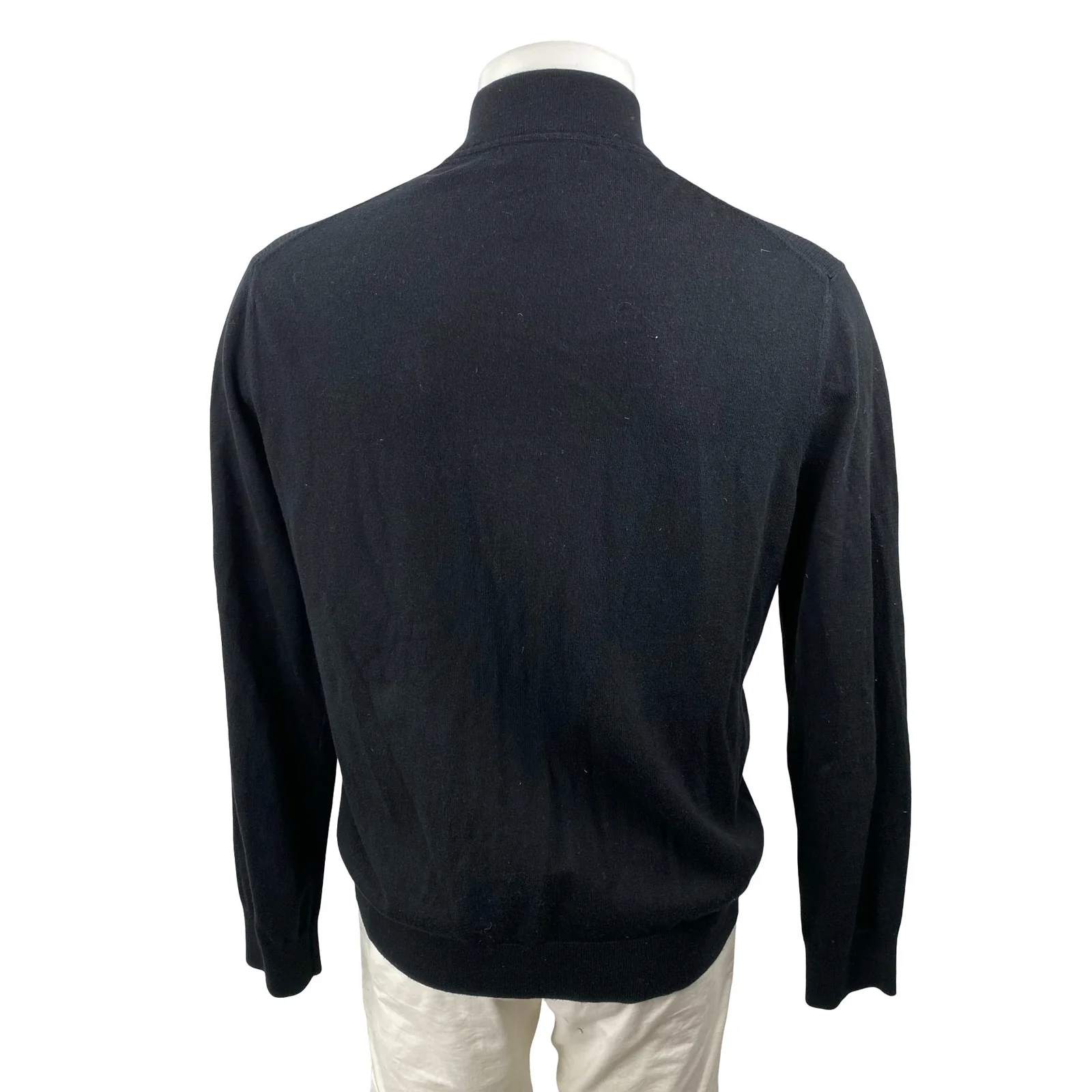 Banana Republic Men's Black Cashmere Long Sleeve Sweatshirt Bomber Coat Jacket L - Image 4