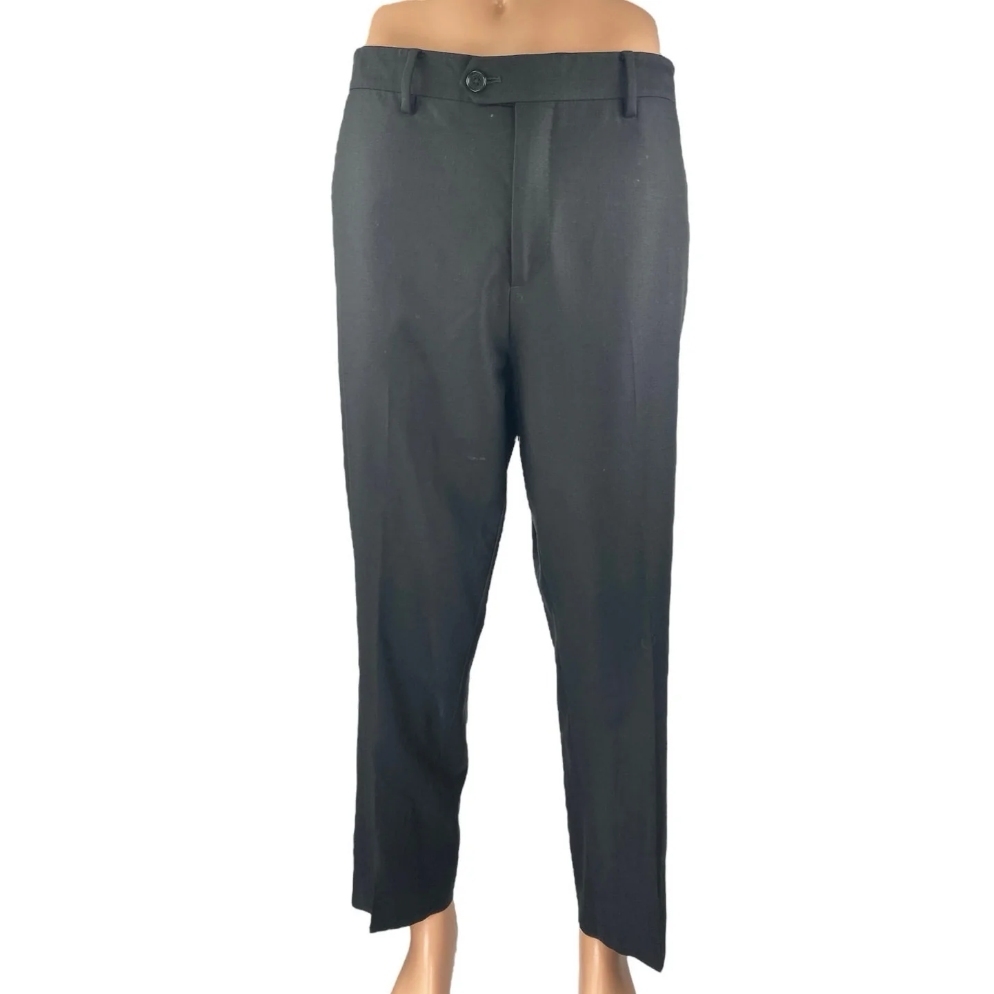 Banana Republic Men's Black Tailored Slim Fit Straight Trousers Dress Pants 36