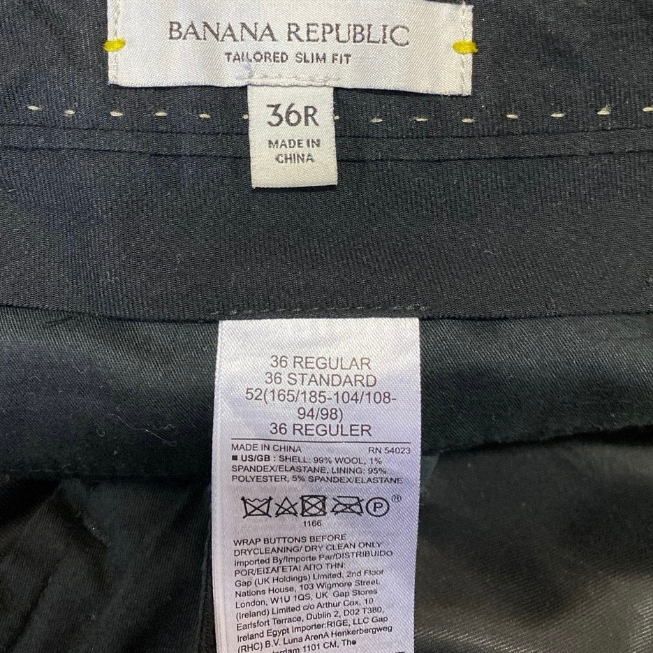 Banana Republic Men's Black Tailored Slim Fit Straight Trousers Dress Pants 36 - Image 4