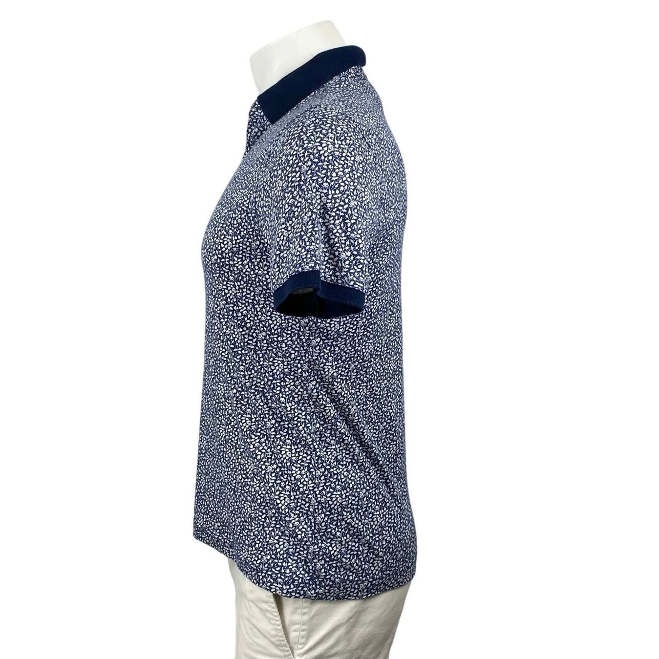 Banana Republic Men's Blue Floral Short Sleeve Golf Cotton Polo Shirt Top Size S - Image 2