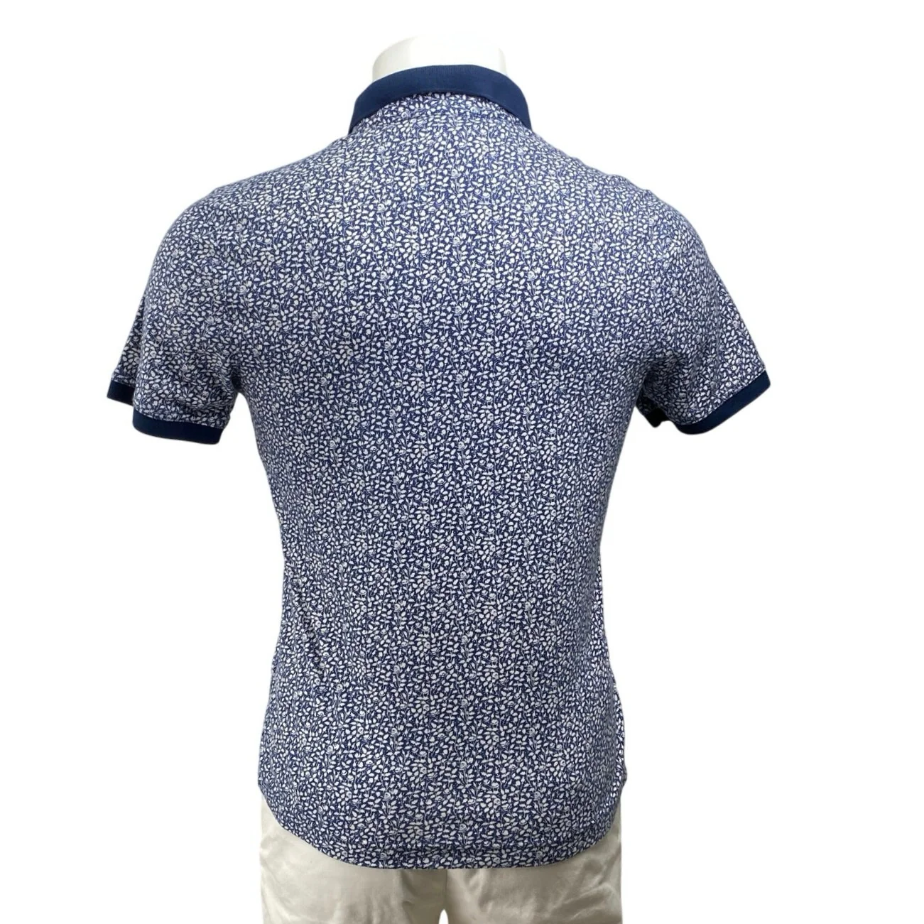 Banana Republic Men's Blue Floral Short Sleeve Golf Cotton Polo Shirt Top Size S - Image 3