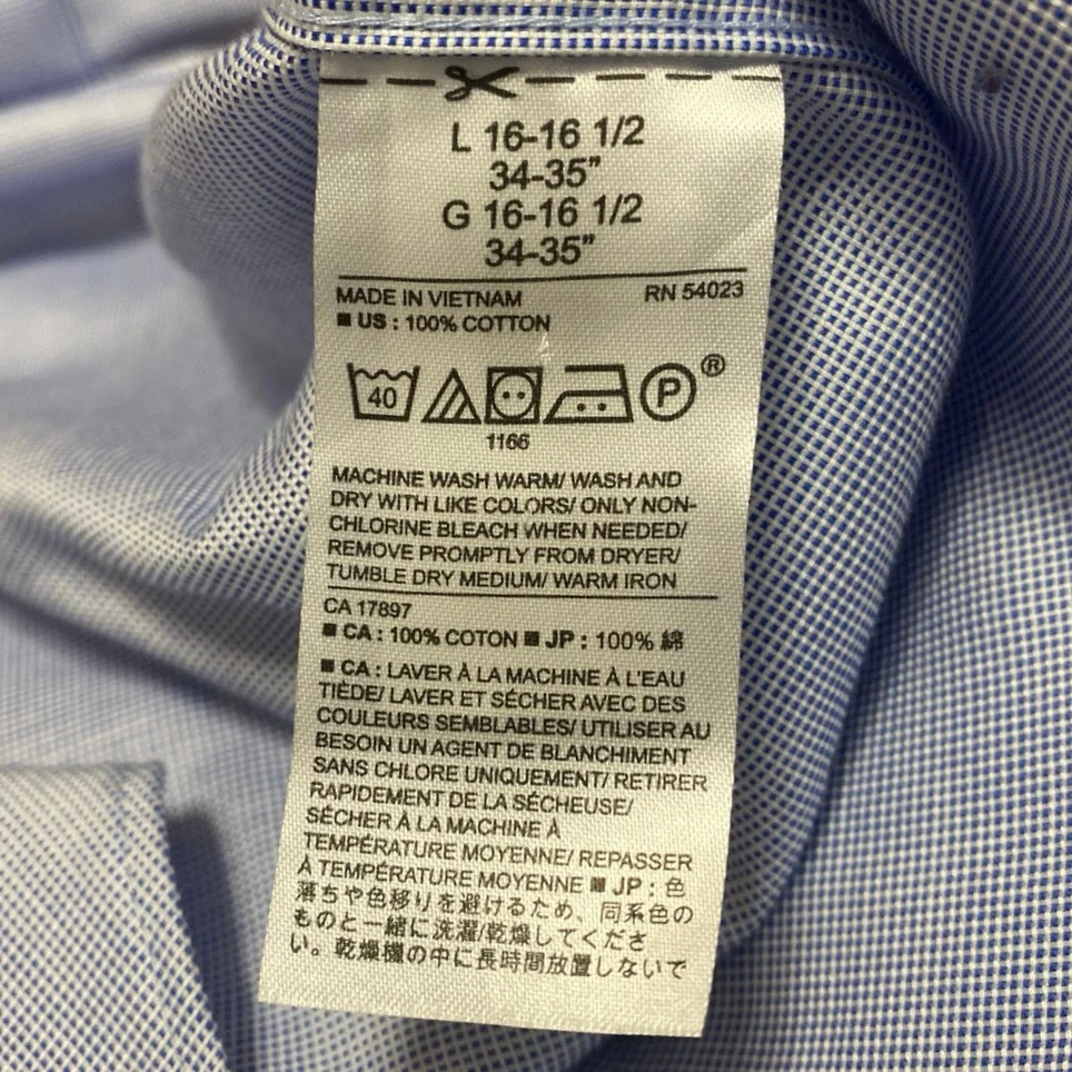 Banana Republic Men's Blue Non-Iron Slim Fit Long Sleeve Button Down Shirt Top L - Image 4