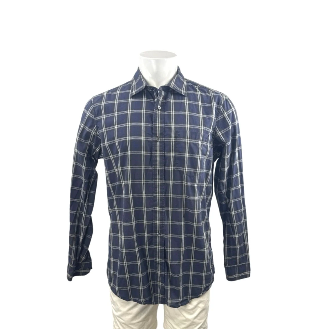 Banana Republic Men's Blue Plaid Classic Fit Long Sleeve Button Up Shirt Top L