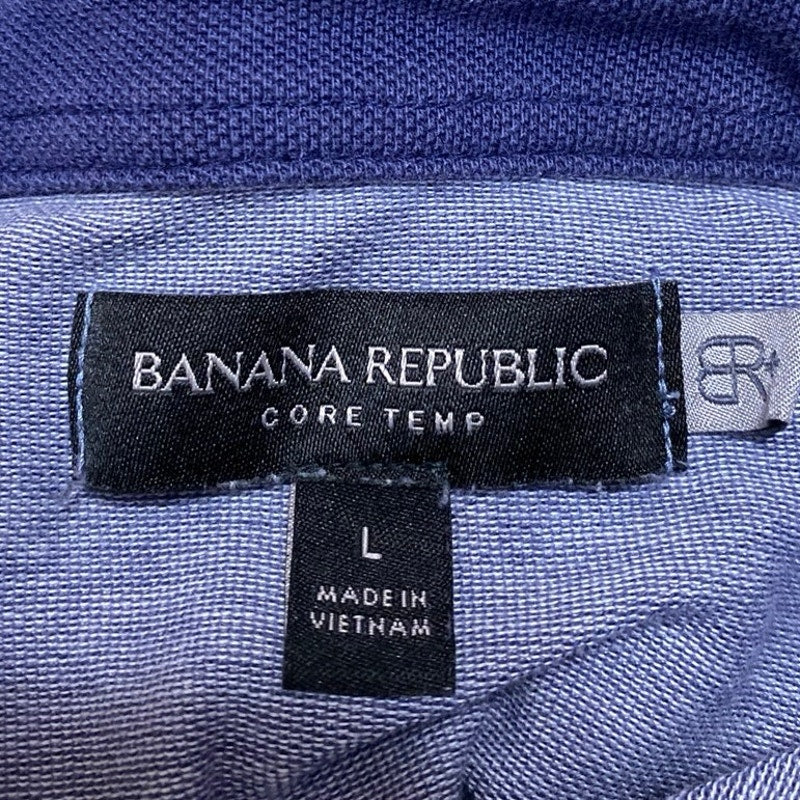 Banana Republic Men's Blue Short Sleeve Core Temp Knit Polo Shirt Top Size L - Image 3