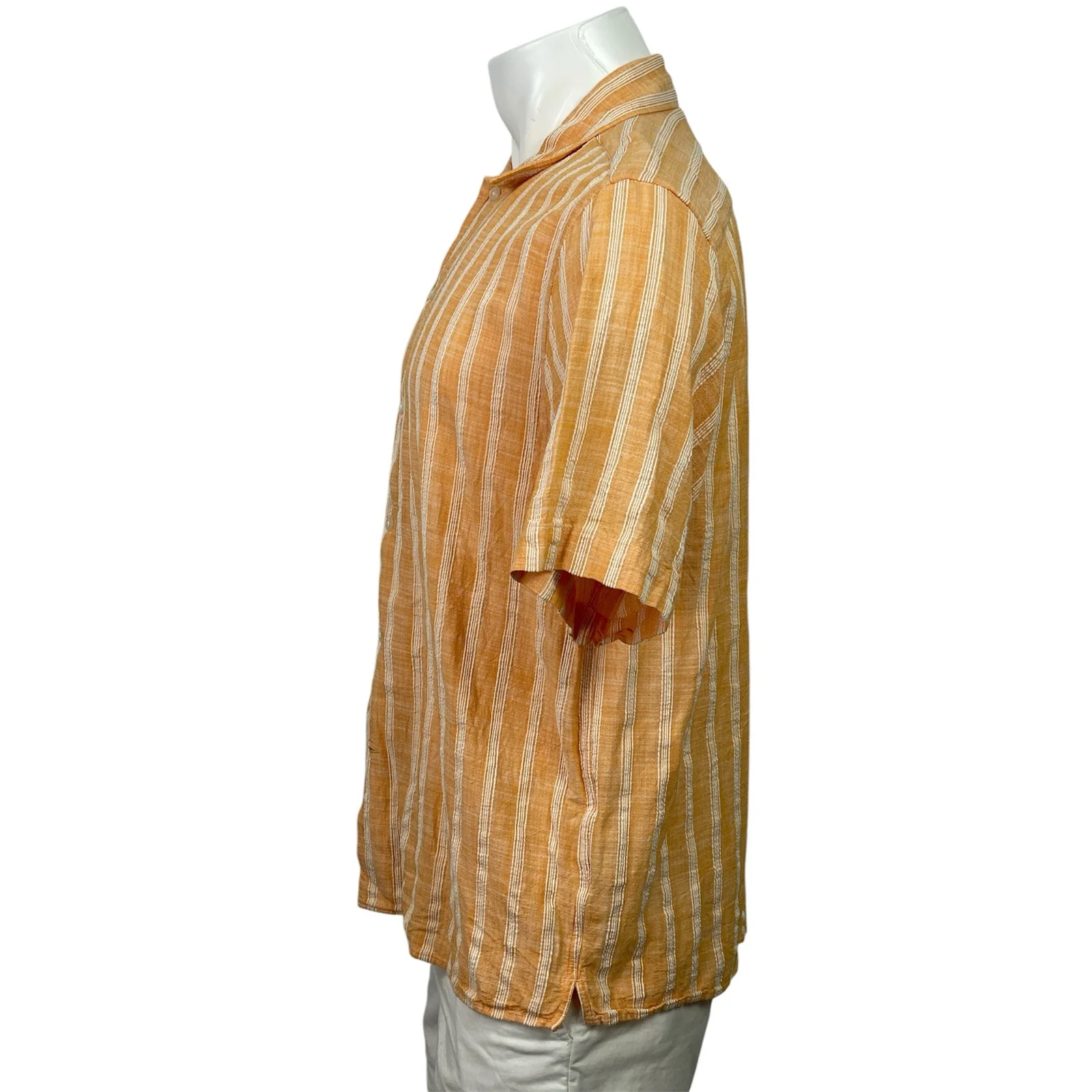 Banana Republic Men's Coral Striped Short Sleeve Button Down Shirt Top Size S - Image 2