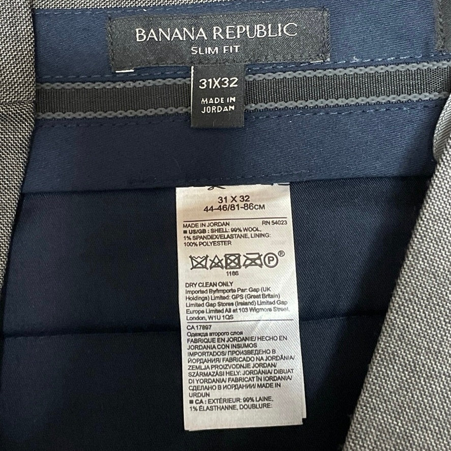 Banana Republic Men's Gray Slim Straight Leg Trousers Ankle Pants Size 31x32 - Image 4