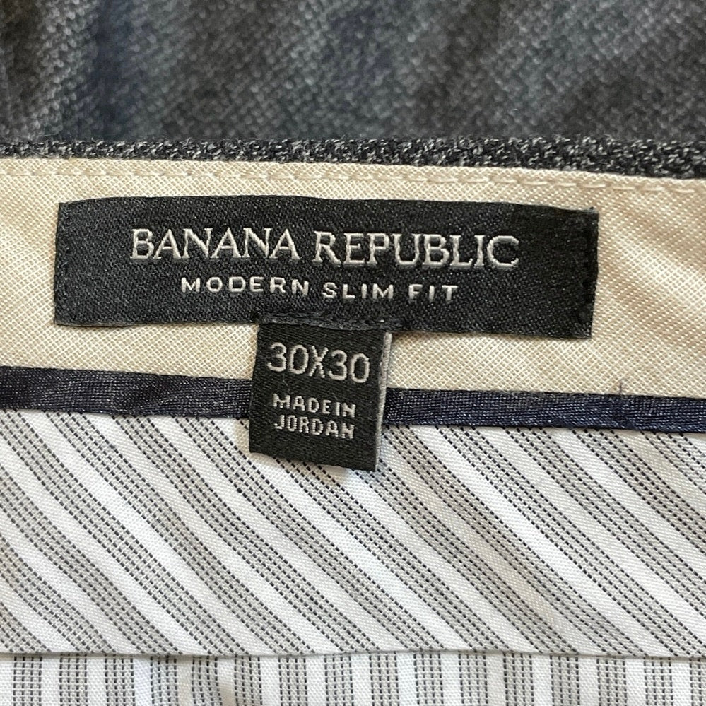 Banana Republic Men's Gray Wool Slim High Rise Straight Trousers Dress Pants 30 - Image 4
