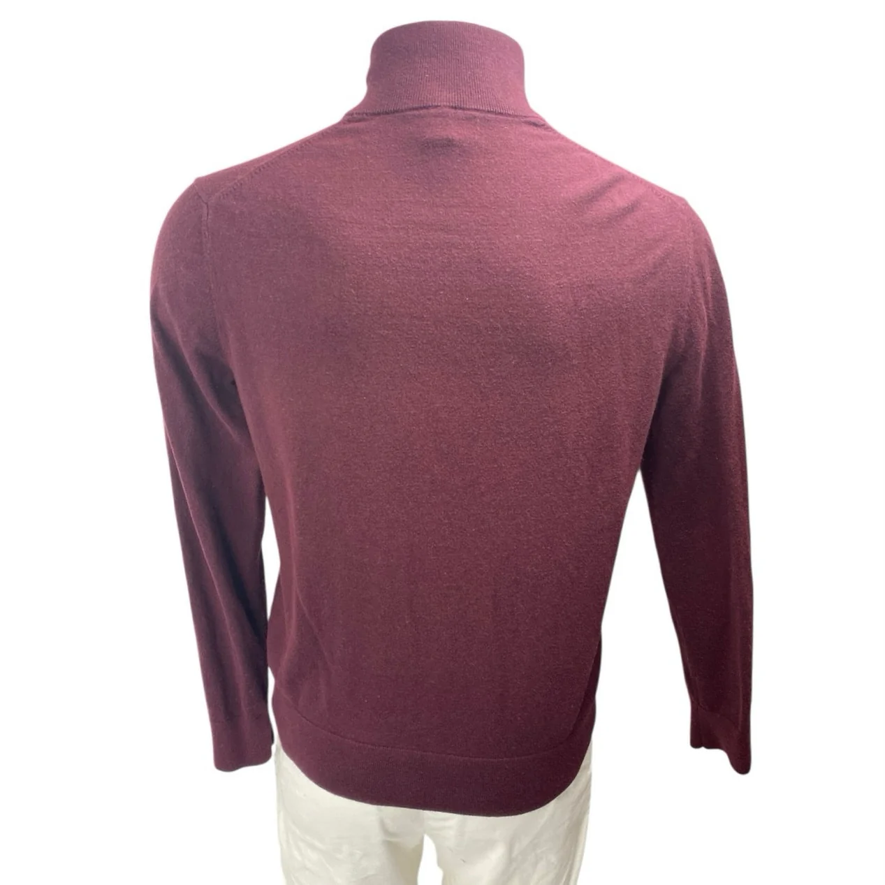 Banana Republic Men's Maroon Cashmere Long Sleeve Quarter Zip Sweater Top Size M - Image 2