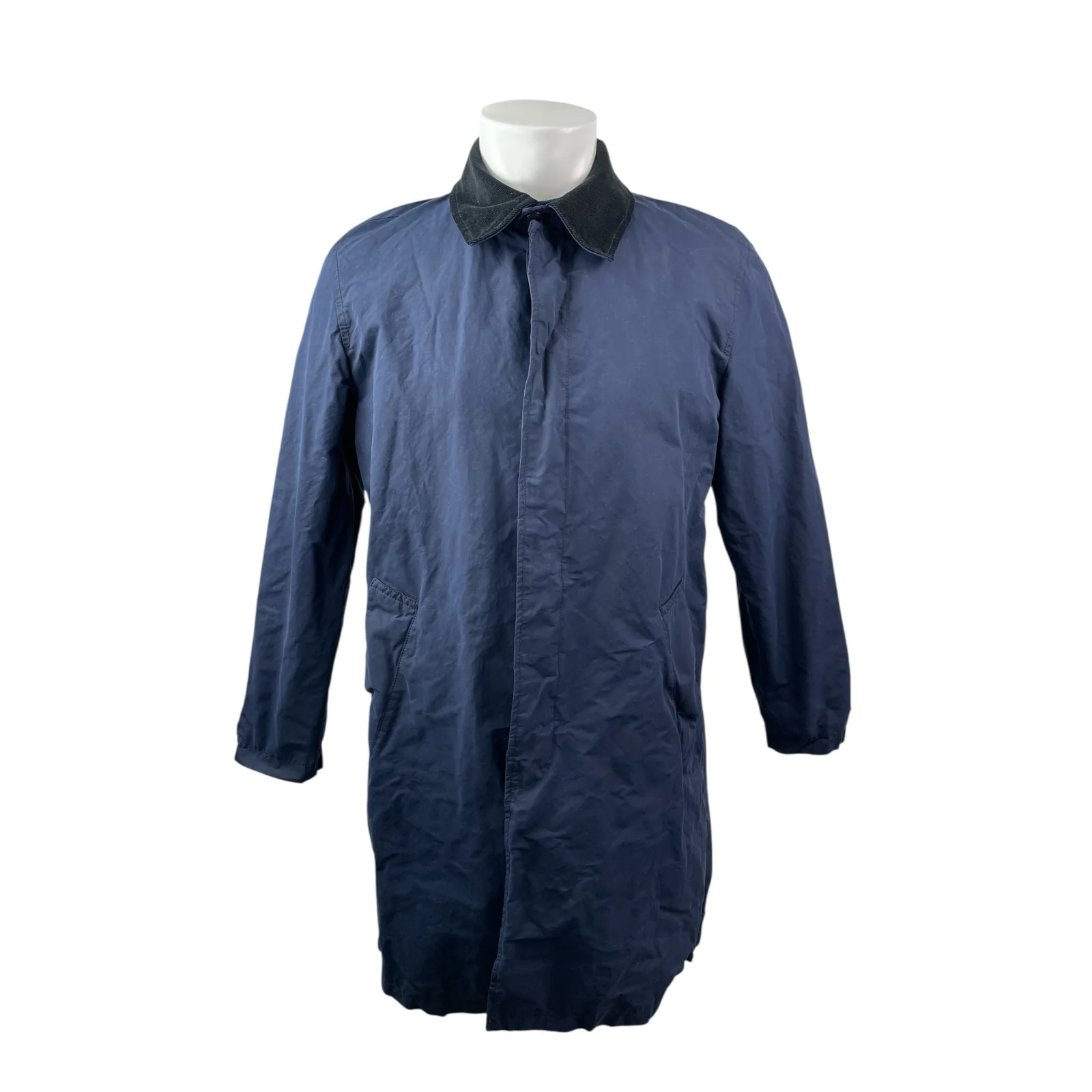 Banana Republic Men's Navy Blue Plaid Lined Long Sleeve Button Down Jacket Sz M