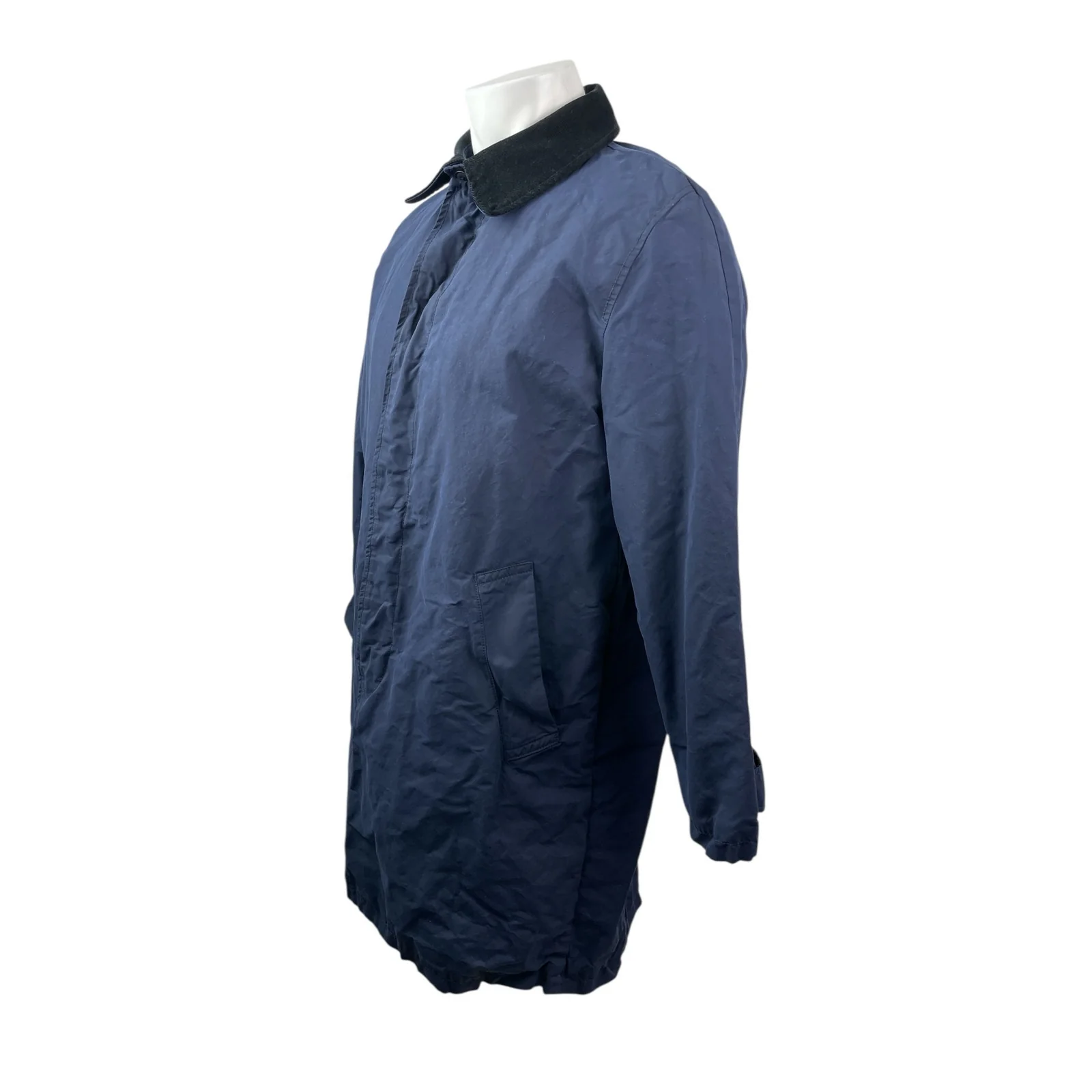 Banana Republic Men's Navy Blue Plaid Lined Long Sleeve Button Down Jacket Sz M - Image 2