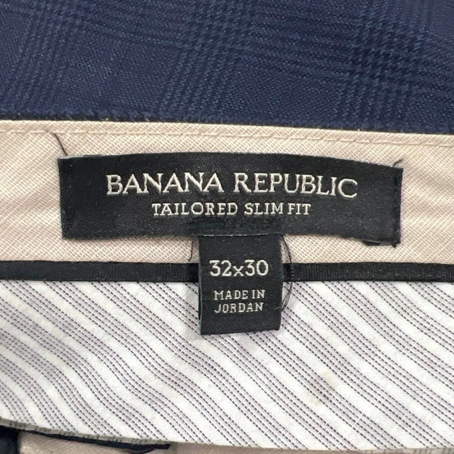 Banana Republic Men's Navy Blue Tailored Slim Fit Chino Trousers Pants 32X30 - Image 5