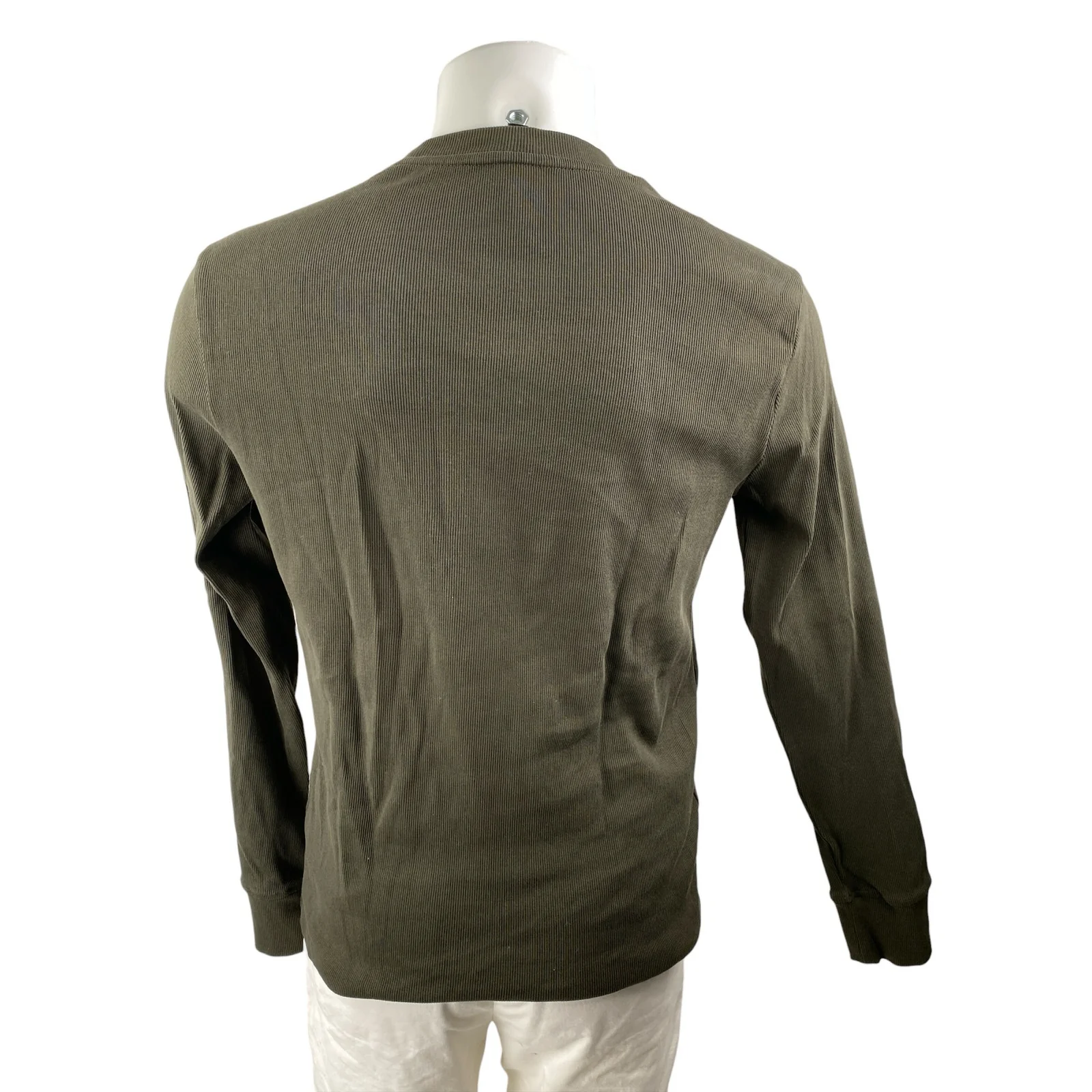 Banana Republic Men's Olive Green Long Sleeve Ribbed Knit T Shirt Tee Top Size M - Image 2