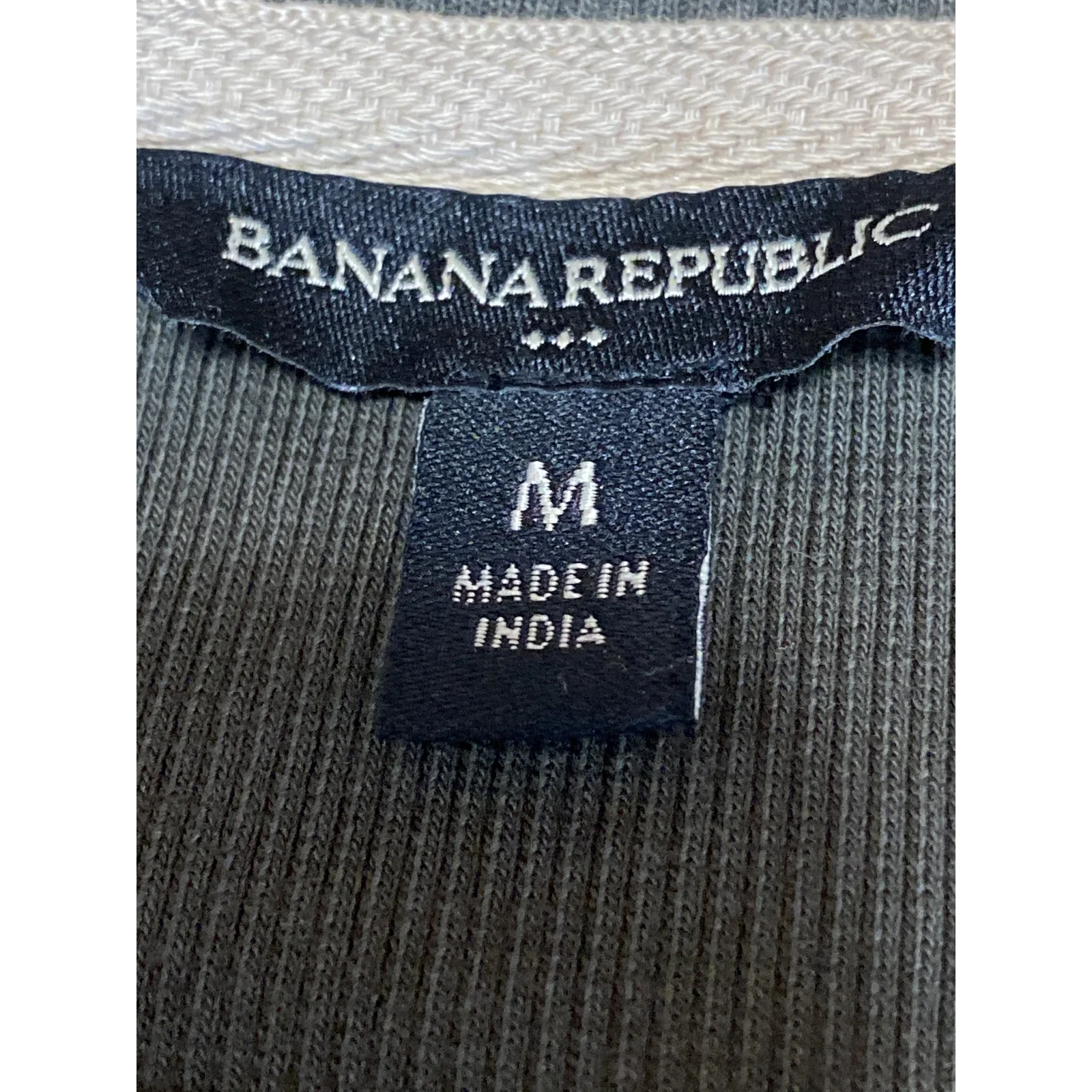 Banana Republic Men's Olive Green Long Sleeve Ribbed Knit T Shirt Tee Top Size M - Image 3
