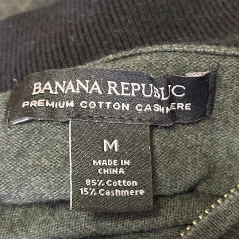 Banana Republic Premium Cotton Cashmere Men's Green 1/4 Pullover Sweater Sz M - Image 4