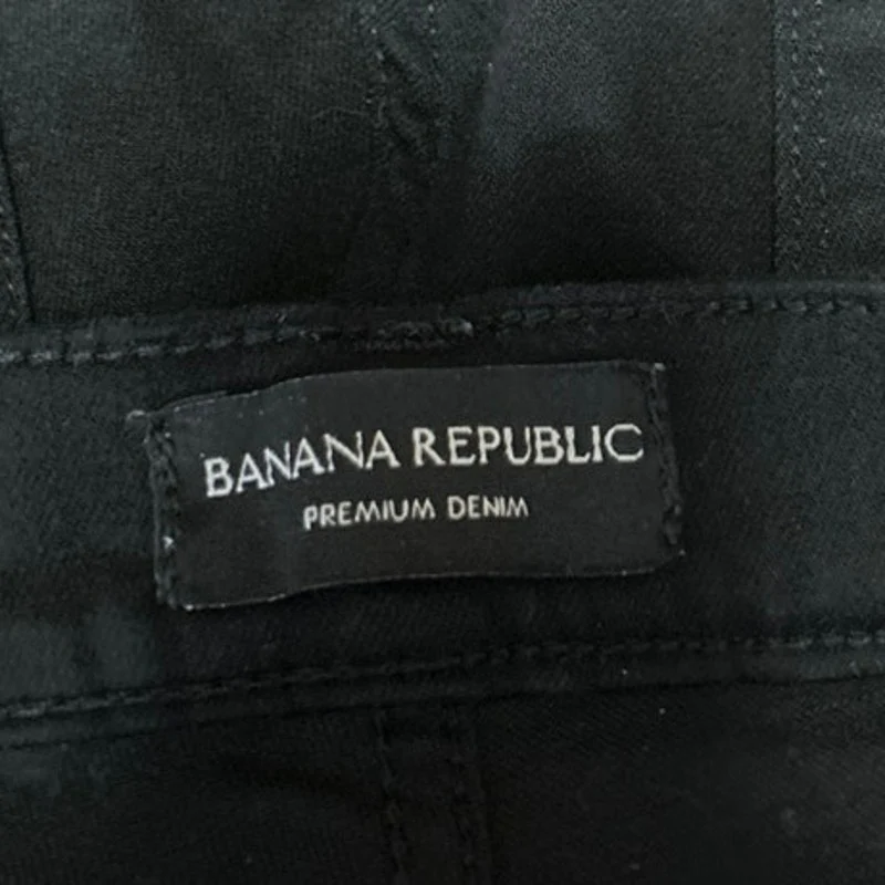 Banana Republic Premium Denim Women's Mid Rise Skinny Black Raw Hem Jeans Sz 29 - Image 4