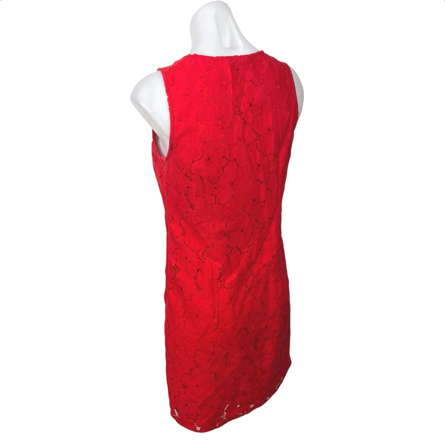 Banana Republic Red Floral Lace Embroidered Overlay Shift Mini Dress Size 4 - Image 2