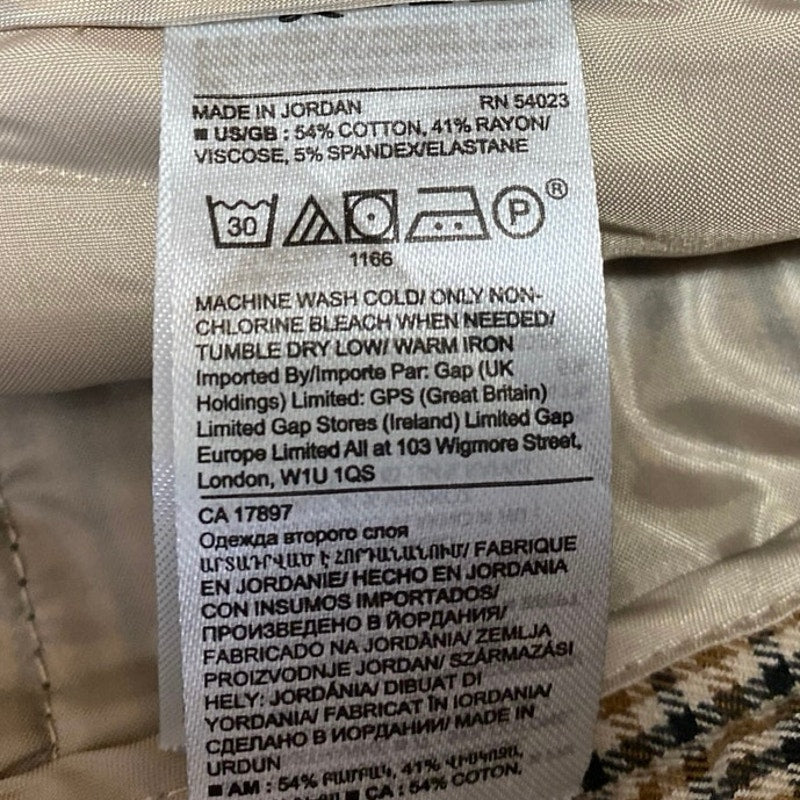 Banana Republic Sloan Women's Tan Plaid High Rise Tapered Trousers Pants Size 6 - Image 5