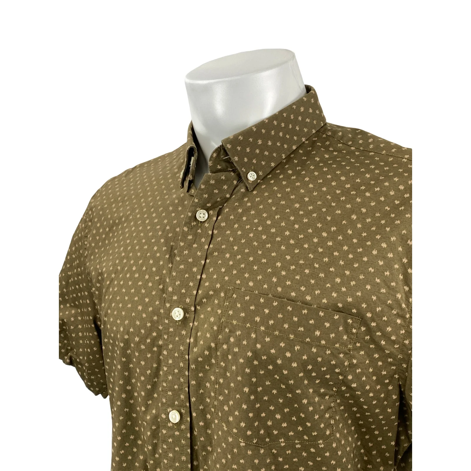 Banana Republic Stretch Soft Wash Mens Olive Green Slim Button Up Shirt Top Sz L - Image 3
