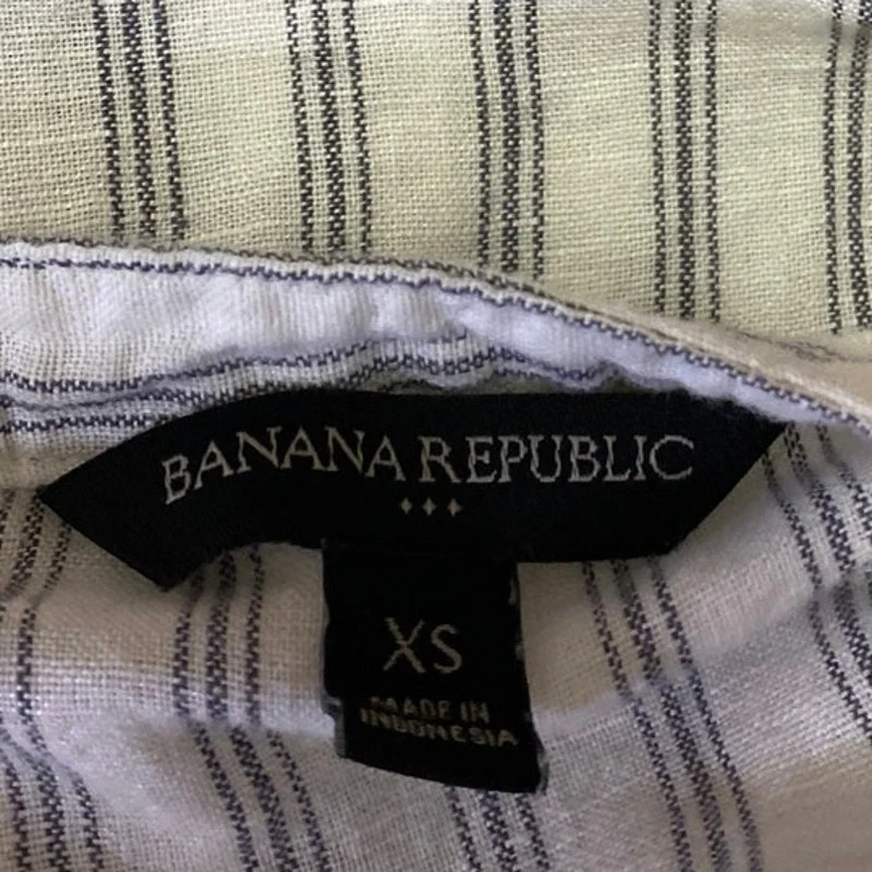 Banana Republic White Black Striped Linen Sleeveless Lace Up Blouse Top Size XS - Image 3