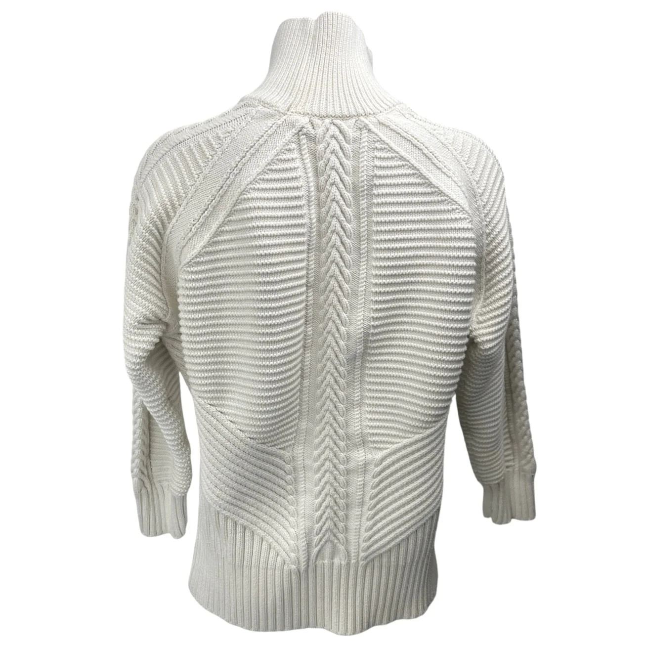 Banana Republic White Cable Knit Turtleneck Long Sleeve Pullover Sweater Top L - Image 2