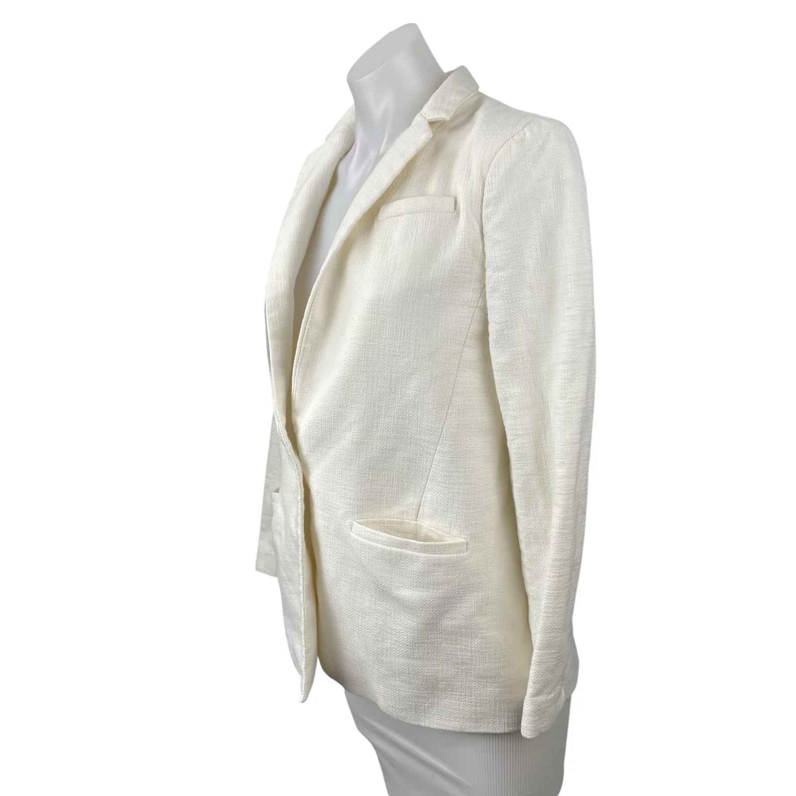 Banana Republic White Collared Long Sleeve Single Breasted Blazer Coat Jacket 2P - Image 3